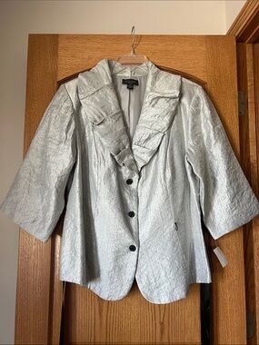R&M Richards Collection Silver Metallic Ruffle Collar Special Occasion Size 20W